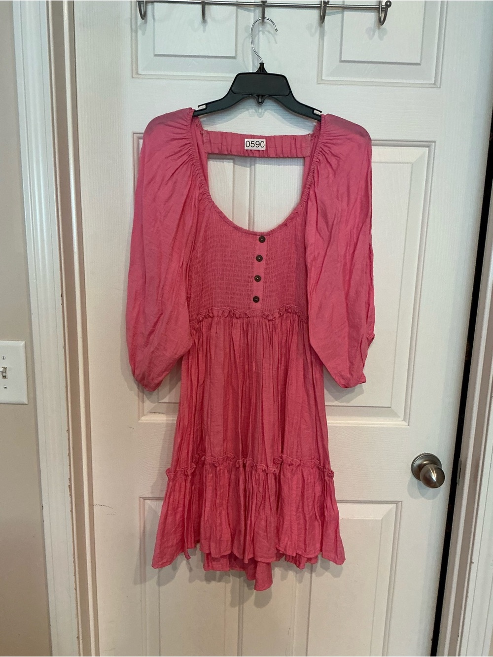 Umgee Pink Mini Dress with Puff Sleeves